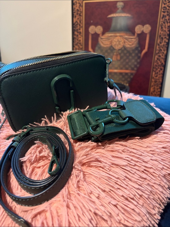 Michael Kors Handbags - Michael Kors Dark Green Textured mini Crossbody with Removable Strap
